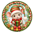 10" Christmas Mouse Sign, Metal Wreath Sign, Home Decor, DIY Wreath Supply