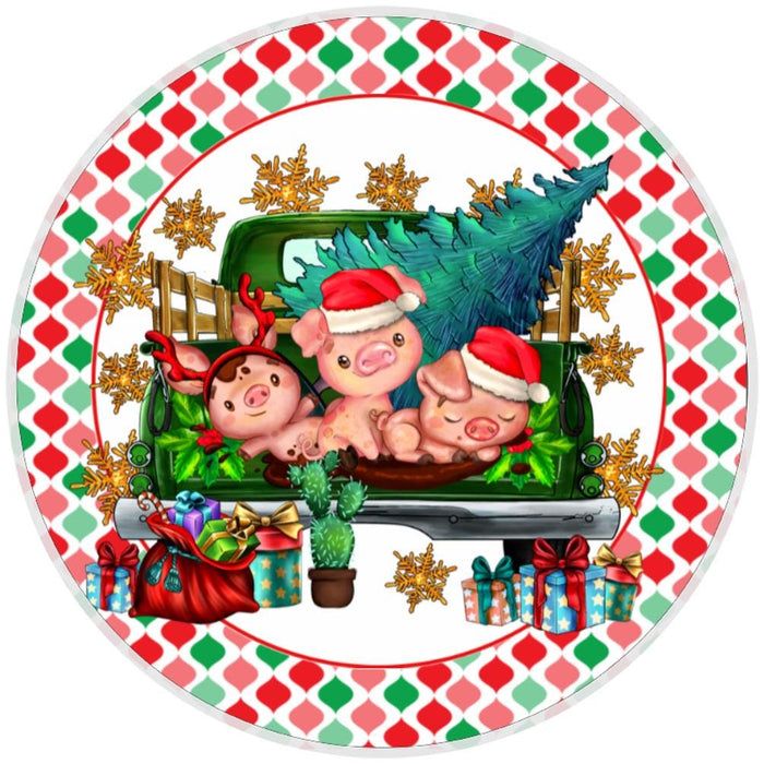 10 Christmas Pig Sign, Wreath Sign, Home Decor, The Ritzy Cactus
