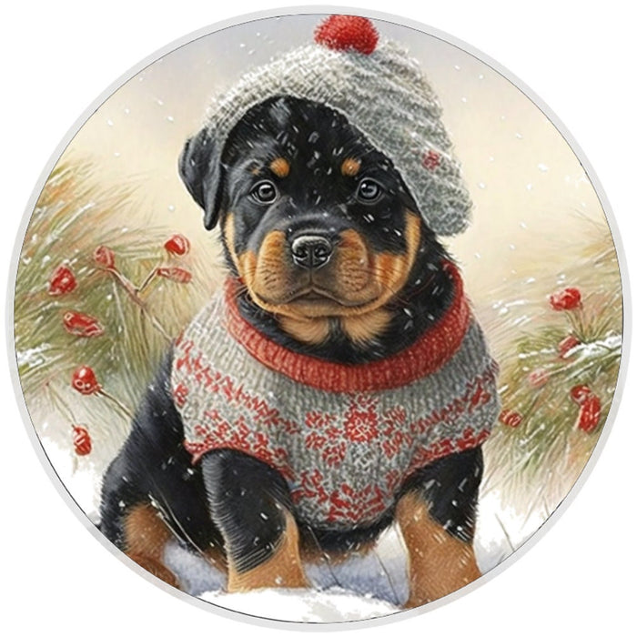 10 Christmas Rottweiler Dog Sign, Metal Wreath Sign, Home Decor