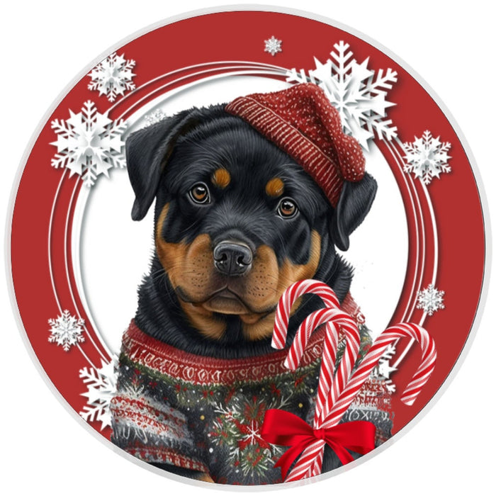 10 Christmas Rottweiler Dog Sign, Metal Wreath Sign, Home Decor