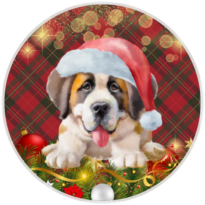 10 Christmas Saint Bernard Dog Sign, Metal Wreath Sign, Home Decor
