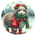 10 Christmas Sheep Wreath Sign, Metal Sign, Home Decor