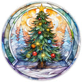 10 Christmas Tree Stained Glass Look Sign, Metal Wreath Sign, Home Decor