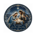 10" Come Let Us Adore Him Blue Sign, Metal Wreath Sign,  Wreath Sign