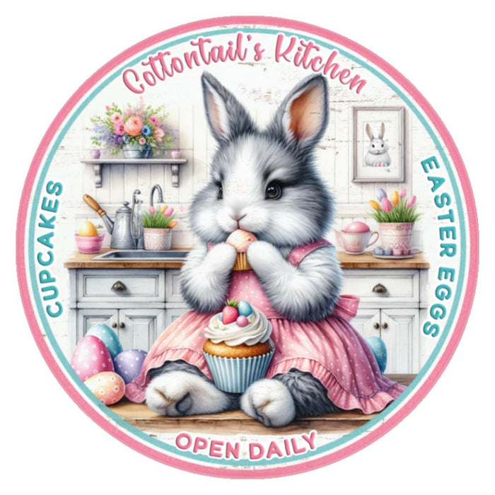 10 Cottontail Cupcake Bunny  Sign, Metal Wreath Sign, Home Decor