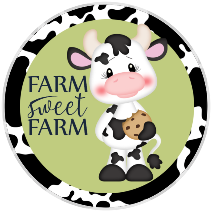 10” Cow Farm Sweet Farm  Country  Wreath Sign, Home Decor, Aluminum, The Ritzy Cactus