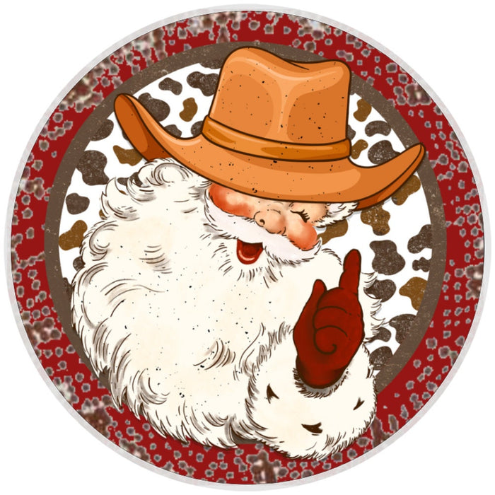 10 Cowboy  Santa Wreath Sign, Metal Wreath Sign, Home Decor