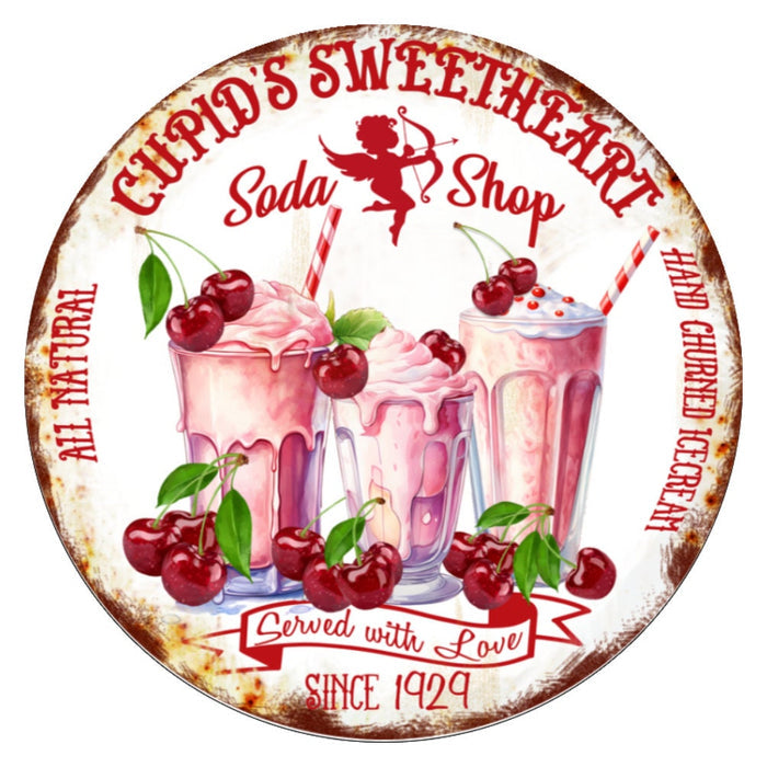 10 Cupids Soda Shop Valentine  Sign, Wreath Sign, Home Decor
