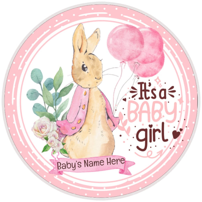 10 Customizable Its A Girl Baby Bunny Sign, Wreath Sign, Home Decor, Metal Sign, The Ritzy Cactus