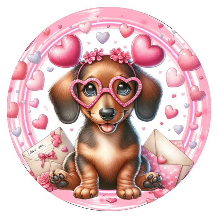 10  Dachshund Happy Valentine Sign, Wreath Sign, Home Decor
