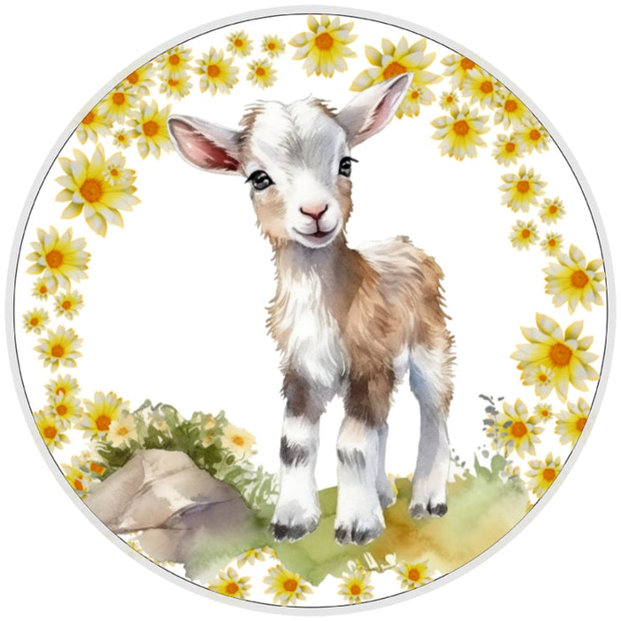 10 Daisy Goat Sign, Metal Wreath Sign, Home Decor