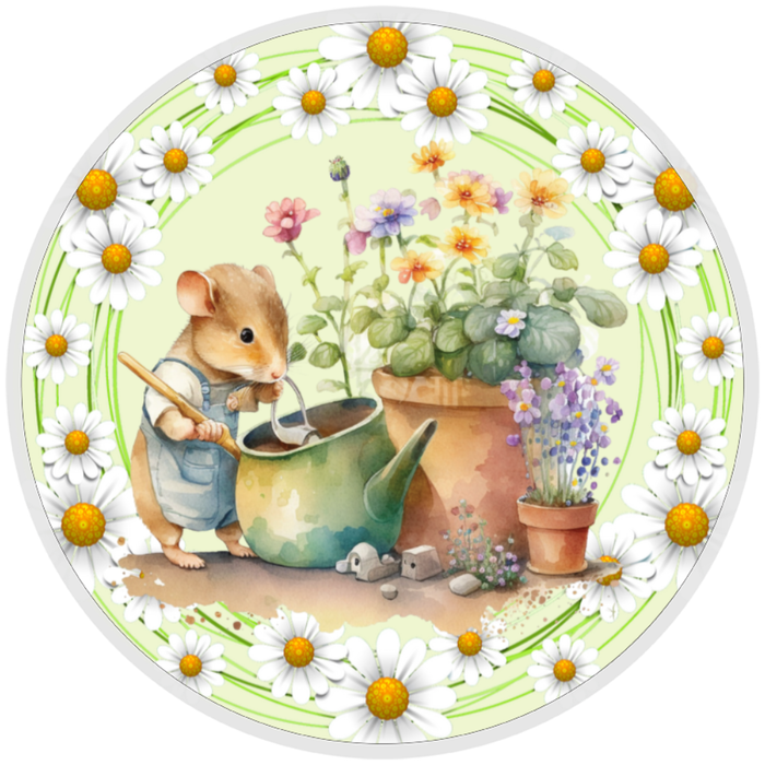 10” Daisy Mouse Garden Sign, Home Decor, Aluminum, The Ritzy Cactus