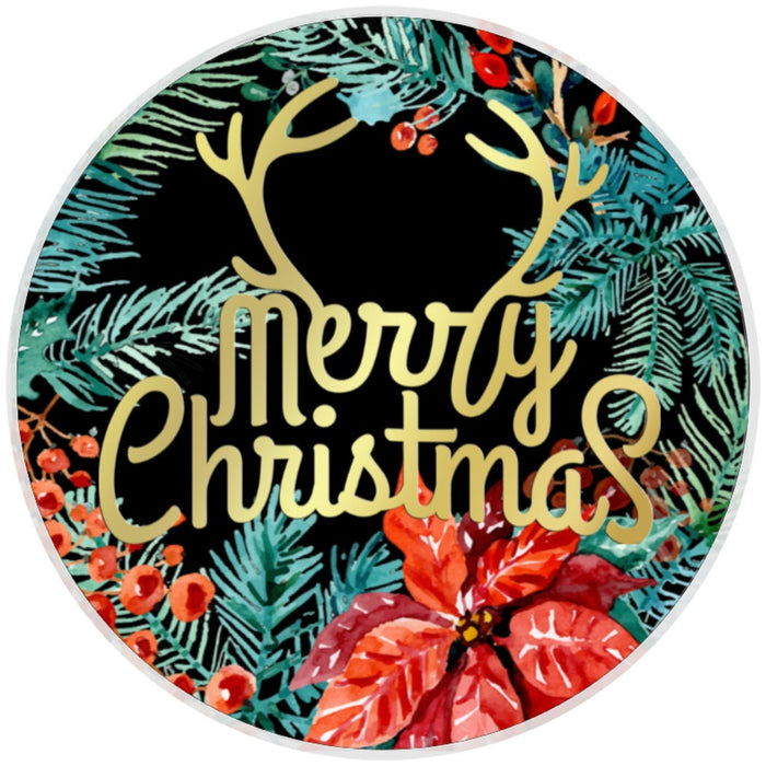 10 Deer Merry Christmas Sign, Wreath Metal Sign, Home Decor
