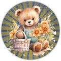 10 Denim Floral Teddy Bear Sign, Wreath Sign, Home Decor, Metal Sign, The Ritzy Cactus