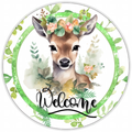10” Doe Deer Floral Wreath Sign, Home Decor, Aluminum, The Ritzy Cactus