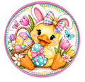 10 Duckling Bunny Ears Wreath Sign, Metal Wreath Sign, Home Decor, Spring Sign