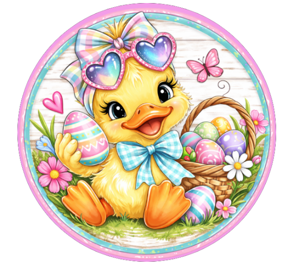 10 Duckling Bunny Wreath Sign, Metal Wreath Sign, Home Decor, Spring Sign