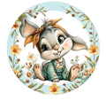 10 Easter Bunny Blue Floral Wreath Sign,  Metal Wreath Sign, Home Decor, Spring Sign