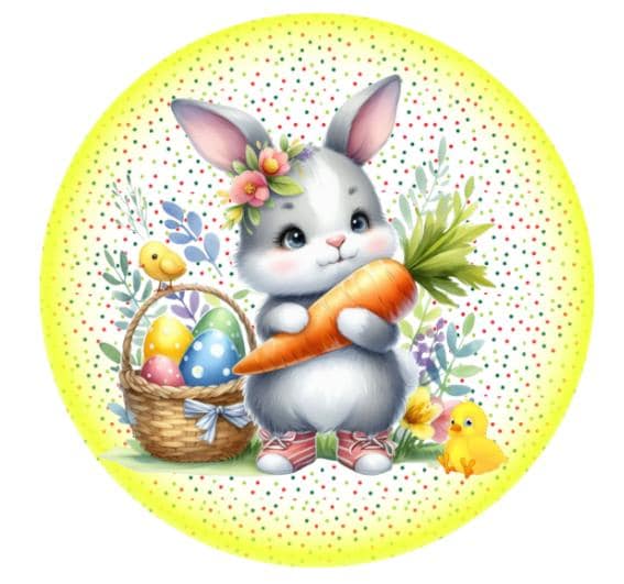 10  Easter Bunny & Chick Dot Sign, Wreath Sign, Home Decor, Gift