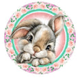 10 Easter Bunny Rose Floral Wreath Sign,  Metal Wreath Sign, Home Decor, Spring Sign