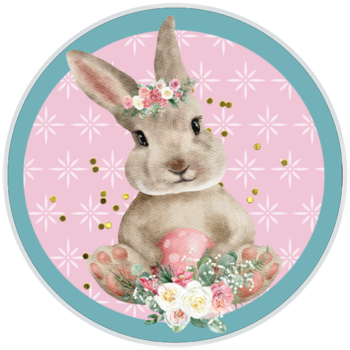 10” Easter Bunny Wreath Sign, Home Decor, Aluminum, The Ritzy Cactus