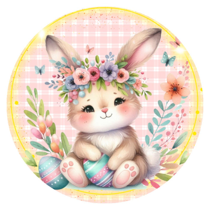 10  Easter Checkered Bunny Sign, Wreath Sign, Home Decor, Gift