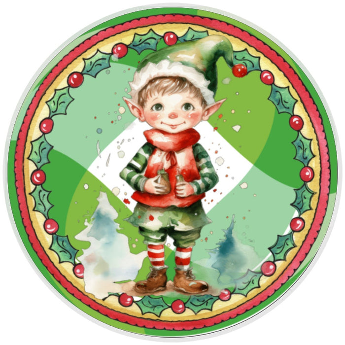 10 Elf Holly Christmas Sign, Metal Wreath Sign, Home Decor