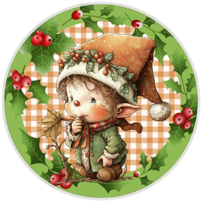10 Elf Holly Christmas Sign, Wreath Sign, Home Decor