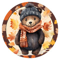 10 Fall Brown Bear Sign, Metal Sign, Wreath Sign, Home Decor