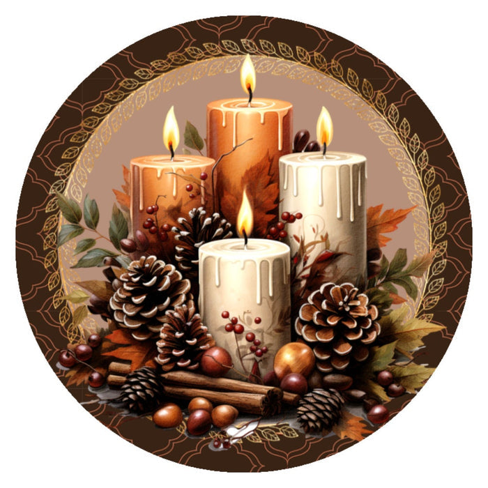 10 Fall Candle Sign, Metal Wreath Sign, Home Decor
