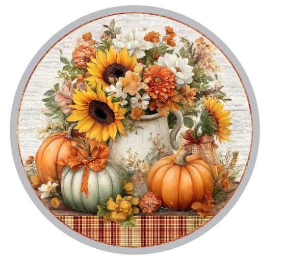10  Fall Floral Blue Pumpkin Sign, Wreath Sign, Metal Sign, Home Decor