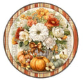 10  Fall Floral Pumpkin Rust Plaid Sign, Wreath Sign, Metal Sign, Home Decor
