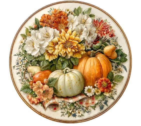 10  Fall Floral Pumpkin Sign, Wreath Sign, Metal Sign, Home Decor