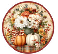 10  Fall Floral White Pumpkin Sign, Wreath Sign, Metal Sign, Home Decor
