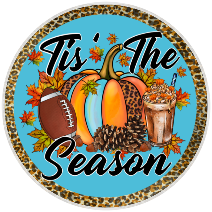 10” Fall Football Pumpkin Wreath Sign, Home Decor, Aluminum, The Ritzy Cactus