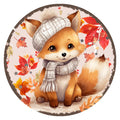 10 Fall Fox Hat Scarf Sign, Metal Sign, Wreath Sign, Home Decor