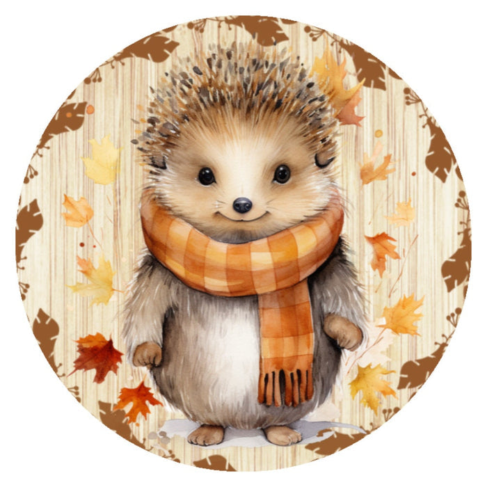 10 Fall Hedgehog Sign, Metal Sign, Wreath Sign, Home Decor