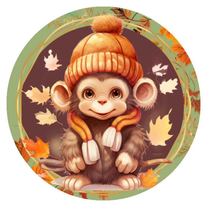 10 Fall Monkey  Sign, Metal Sign, Wreath Sign, Home Decor
