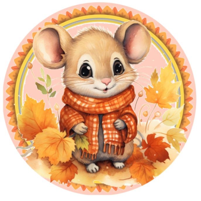 10  Fall Mouse Leaves Sign, Metal Sign, Wreath Sign, Home Decor