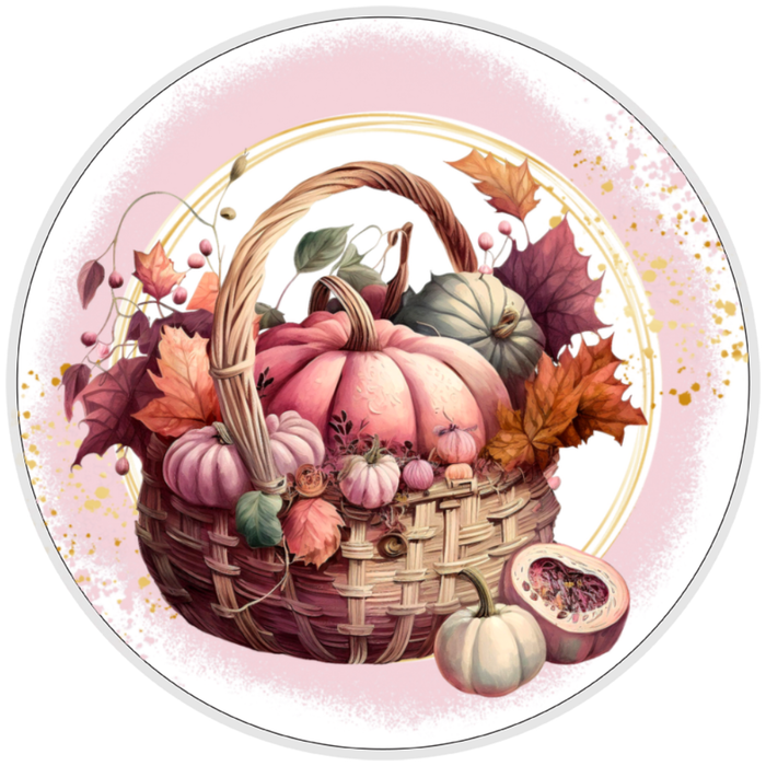 10” Fall Pink Pumpkin Wreath Sign, Home Decor, Aluminum, The Ritzy Cactus