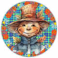 10” Fall Plaid Rustic Scarecrow Wreath Sign, Home Decor, Aluminum, The Ritzy Cactus