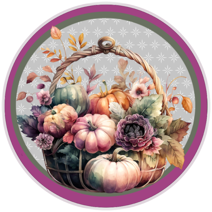 10” Fall Plum Pumpkin Wreath Sign, Home Decor, Aluminum, The Ritzy Cactus