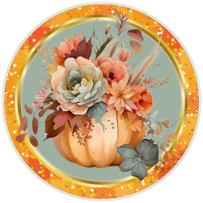 10 Fall Pumpkin Floral Sign, Metal Wreath Sign, Home Decor