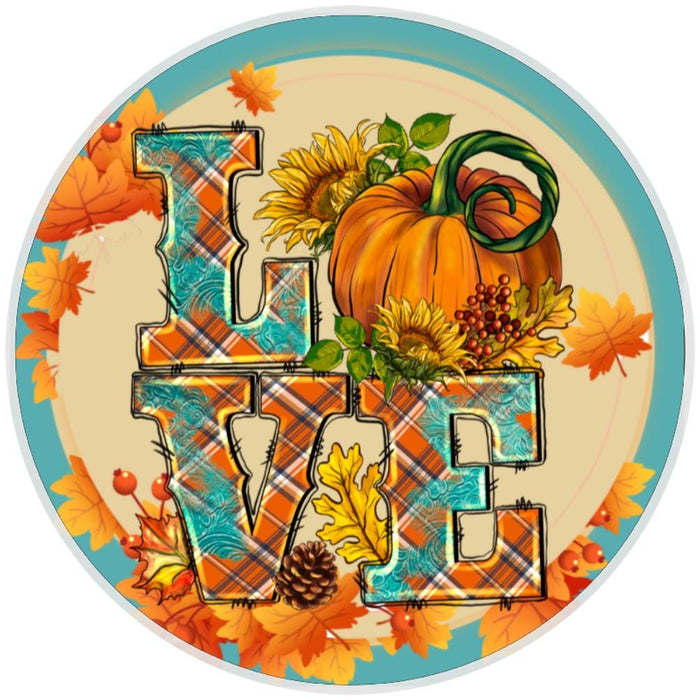 10 Fall Pumpkin Love Sign, Wreath Sign, Metal Sign, Home Decor
