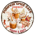 10 Fall Pumpkin Spice Cafe Sign, Autumn Wreath Sign, Metal Sign,  Home Decor