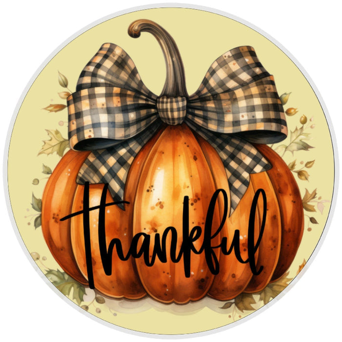 10 Fall Pumpkin Thankful Sign, Wreath Sign, Metal sign, Home Decor