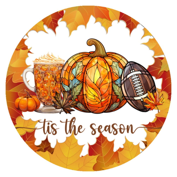 10 Fall Pumpkin Tis The Season Sign, Wreath Sign, Metal Sign, Home Decor