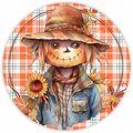 10” Fall Rustic Scarecrow Wreath Sign, Home Decor, Aluminum, The Ritzy Cactus