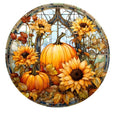 10  Fall Stained Floral Pumpkin Glass Look Sign, Wreath Sign, Metal Sign, Home Decor