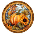 10  Fall Stained Glass Look Pumpkin Sunflower Sign, Wreath Sign, Metal Sign, Home Decor
